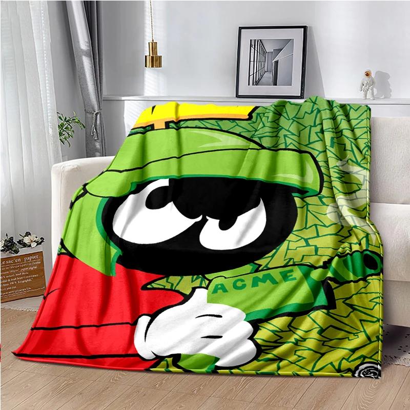 Marvin The Martian Animal Funny Throws Blanket Hiking Picnic Super Soft Quilt Bed Thermal Kawaii Flannel Blanket birthday gift