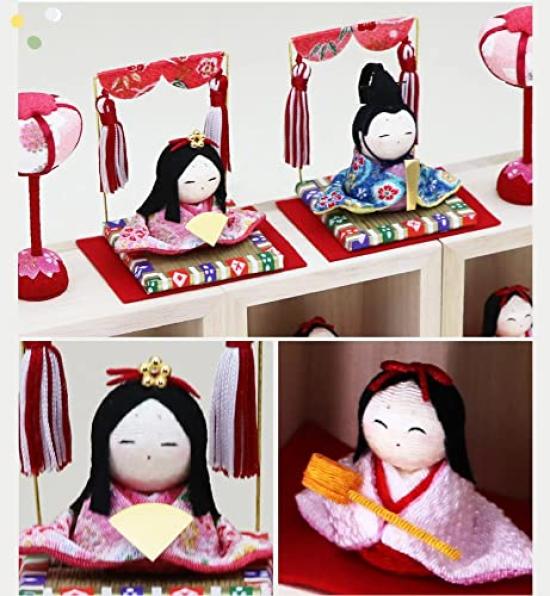 Osaka Choseido Original Hina Doll Compact Mini Hina Doll Name Engraved with Wooden Tag Bonus Crepe Hina Doll Box Decoration Set (Sent Separately)