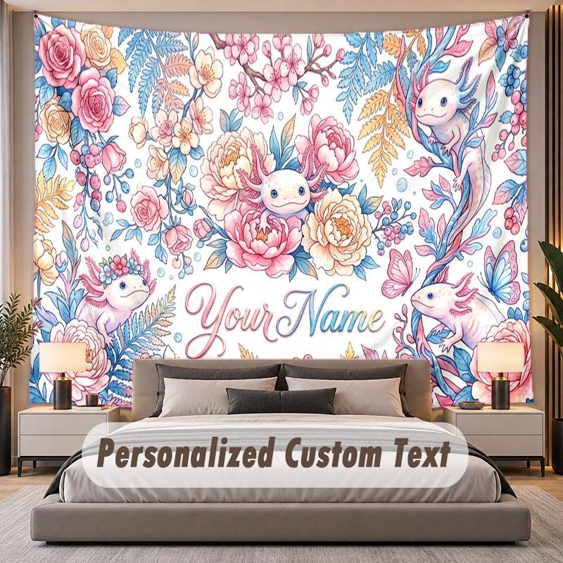 Floral Garden (158) Theme Personalized Tapestry Custom Name Text Wall Hanging Tapestry Home Background Decoration