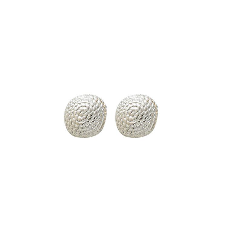 Stainless steel ear buckle round stud earrings simple retro earrings