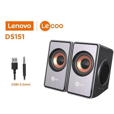 Lenovo Lecoo DS151 3.5mm Audio Computer Desktop Speaker 4D Sound Dual Speaker Dual Diaphragms Subwoofer Wired USB Multimedia