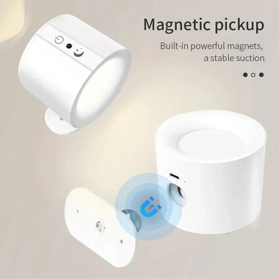 Magnetic LED Wall Light Rechargeable Touch Control Double Head Spotlight Lamp 360 Rotatable Wireless Wall Lights For Bedroom