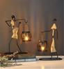 African-Inspired Tea Light Candle Holder with Metal Art Girl Figure A Type