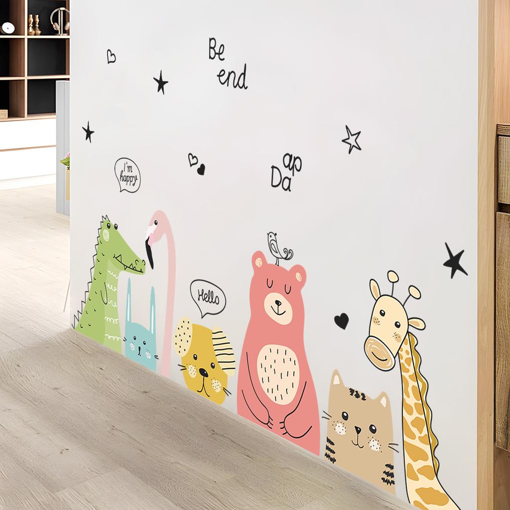 Little Animals English Quote Wall Sticker Removable Background Decor for Bedroom Living Room Home Decoration
