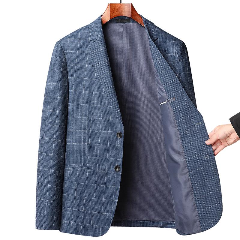 Lesboet Men's Slim Fit Plaid Blazer - Casual Korean Style for All Ages