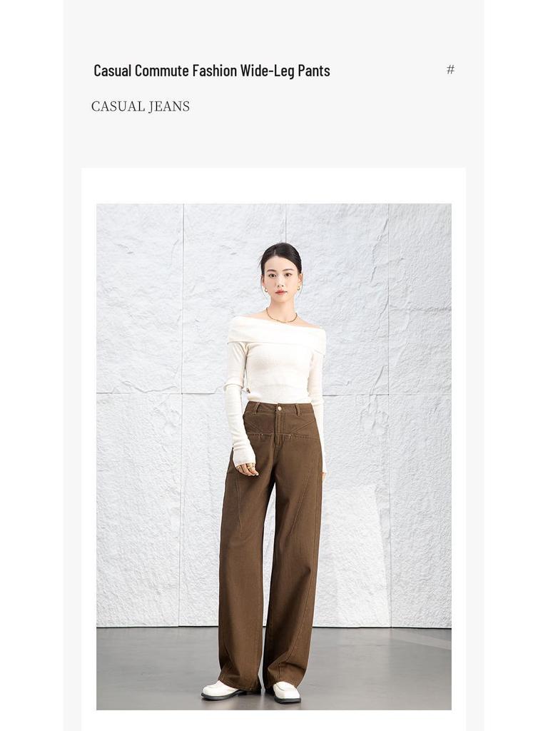 Xin Ge Women's 2024 High-Waisted Wide-Leg Retro Jeans