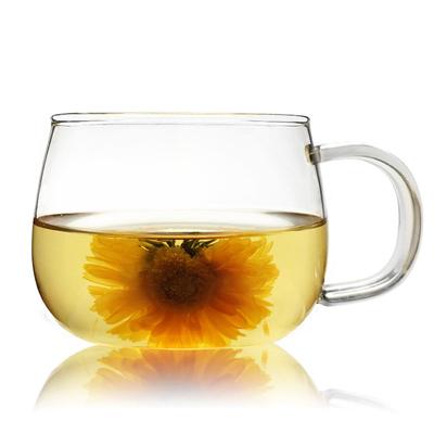Tazza in vetro resistente al calore da 300 ml Tazza in vetro trasparente rotonda Tazze da caffè Tazza da tè con fiori di latte Set di bicchieri trasparenti fatti a mano
