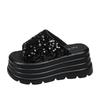 Fashion 8CM Thick Bottom Summer Bling Slippers Women's Sandals Women Wedges High Platform Flat Shoes Woman Beach Open Toed Flip Flops