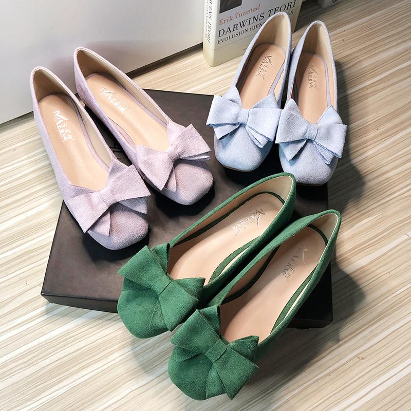 Fashion Flat Shoes for Women 2025 Spring and Autumn New Shallow Bow Square Toe Work Shoes Flat Large Size Women's Shoes Loafers