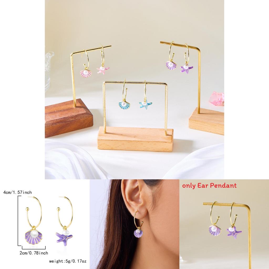Spring Shell Pearl Drop Earrings For Women With Electroplated Alloy And Natural Elements