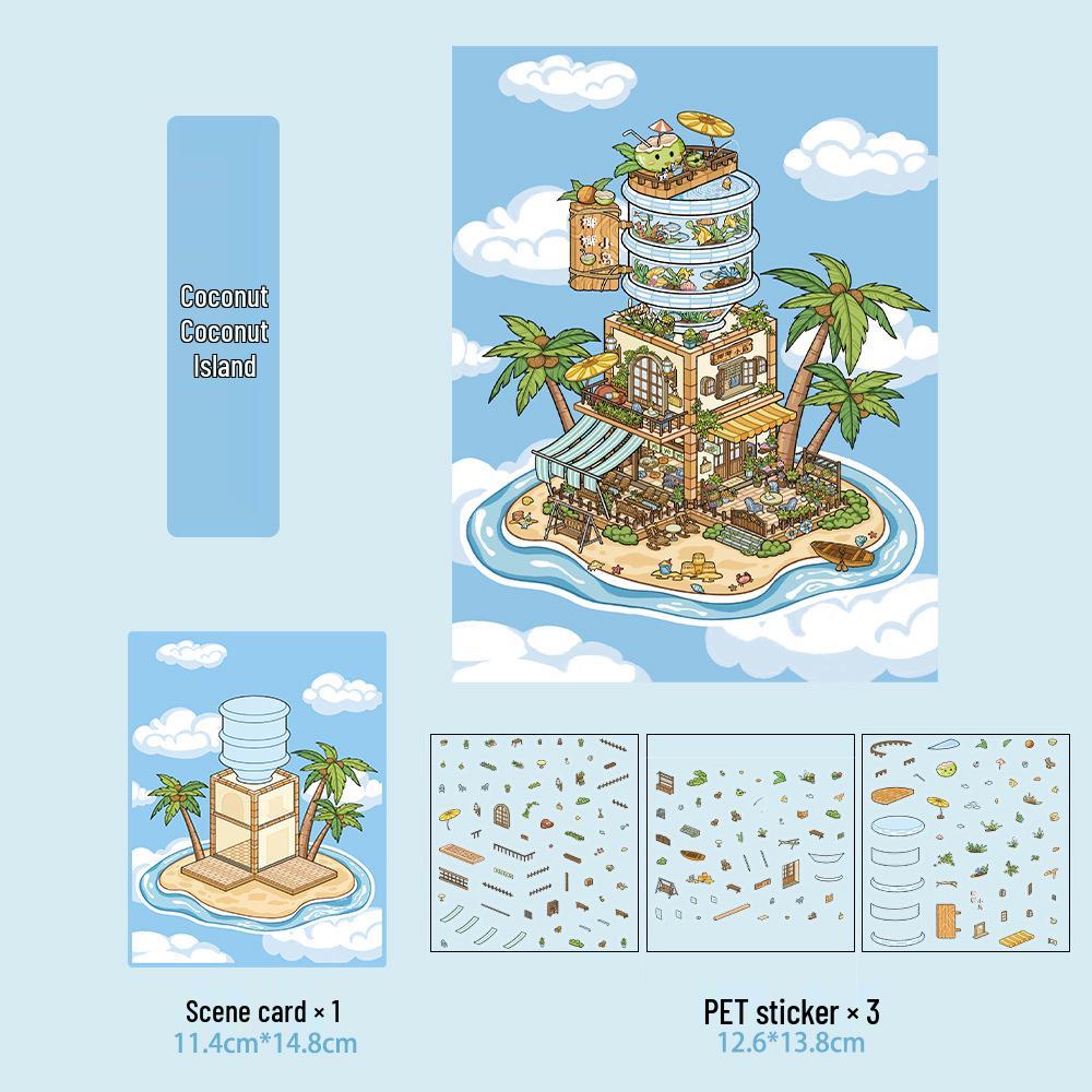 Micro Ink 3D Cartoon Decompression Stickers for DIY Miniature Scene Journals