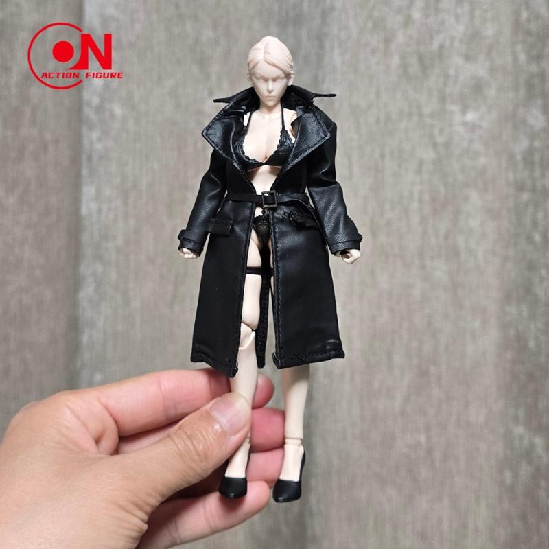 1/12 Scale Female Windbreaker Coat Middle Long Leather Jacket Clothes Accessory Model Fit 6''Soldier Action Figure Body