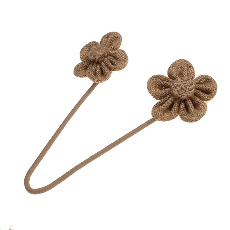 

White Coffee Flower Curtain Accessories Versatile Punch Free Twist Curtain Strap Cotton And Linen Flowers Home Decoration коричневый