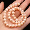 1String, Pink Natural Freshwater Pearls, Handcrafted Round Pearl Beads for DIY Necklaces, Jewelry Making Supplies 36cm