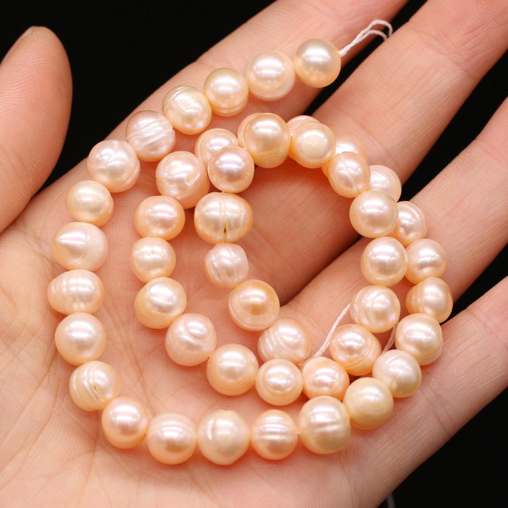 1String, Pink Natural Freshwater Pearls, Handcrafted Round Pearl Beads for DIY Necklaces, Jewelry Making Supplies 36cm