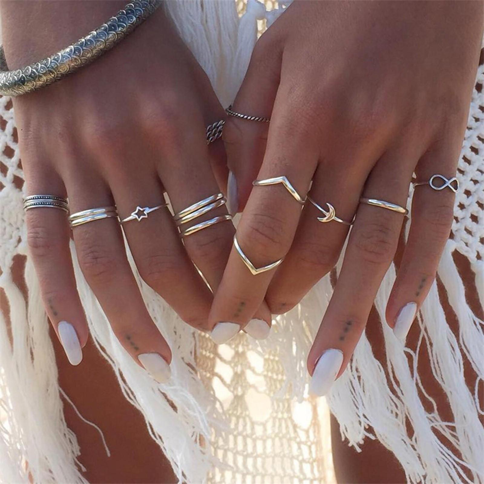 

Nikitas Fashion Trend Металлический Ретро комплект из 12 предметов с синим цирконом, кольцо, ювелирные изделия