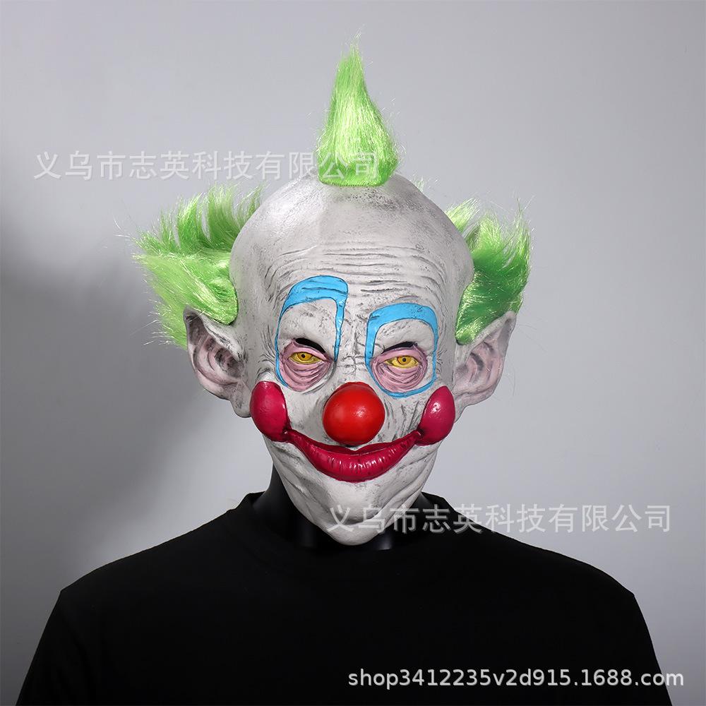 

Space-Angled Killer Clown Brawler Horror mask alien smiling clown headgear Halloween party props Green-haired killer clown