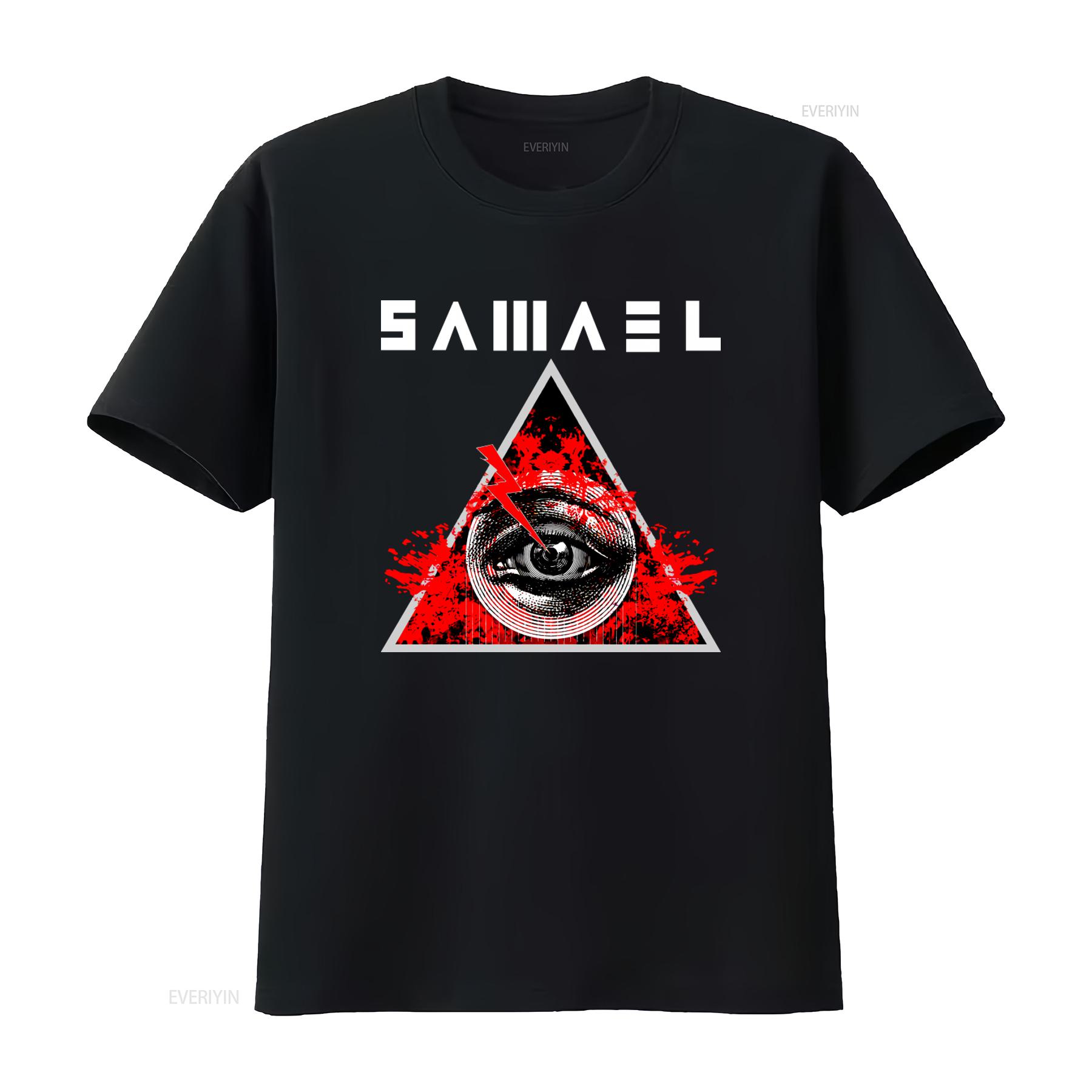 

Samael Eye of Providence Print T Shirt for Men Stylish and Edgy Design vintage Washed Soft designer clothes Slightly homme 4XL