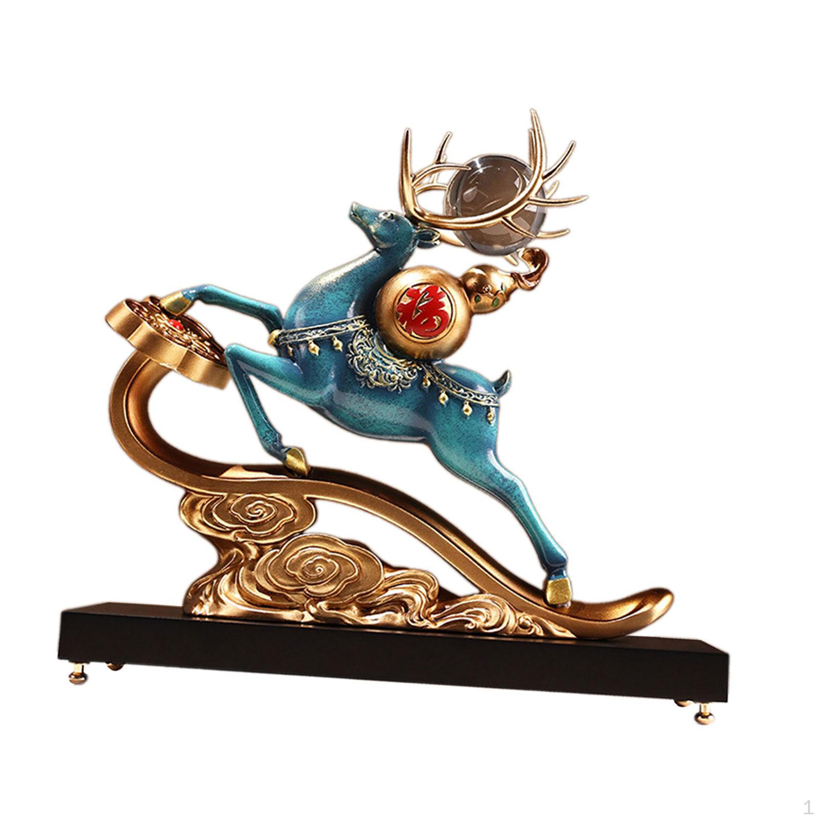 

Скульптура оленя, домашний декор, украшение рабочего стола, подарок на новоселье в китайском стиле, статуэтка оленя из смолы синий