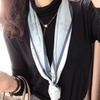 Gentle Lake Blue Double-Layer Silk Scarf Mulberry Silk Scarf Women'S Versatile Thin Narrow Long Multi-Functional Decorative Scarf Streamer
