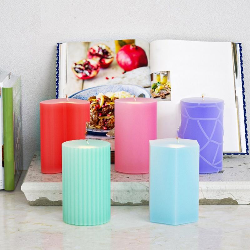 8Pcs Geometric Cylinder Candle Molds Food Grade Silicone Easy Demolding For Resin Casting Candle Soap Chocolate Making