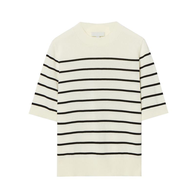 CS Spring/Summer New Women's Clothing French Commute Style Standard Edition Round Neck All-Matching Knitting T-shirt Tops 1069400