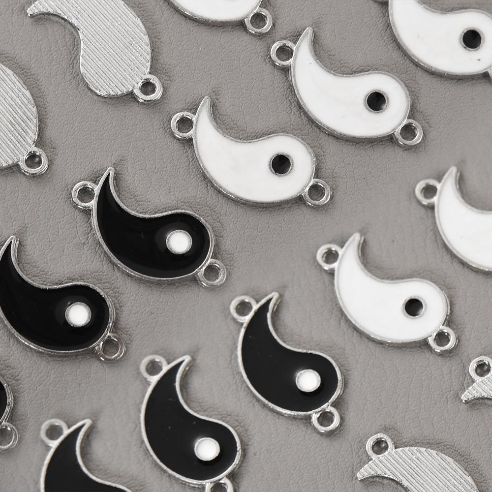20Pz Ciondolo Lega Bagua Tai Chi Stile Cinese Smalto a Goccia Charms Yin Yang per Collana Braccialetto Orecchini Fai da Te Creazione Gioielli