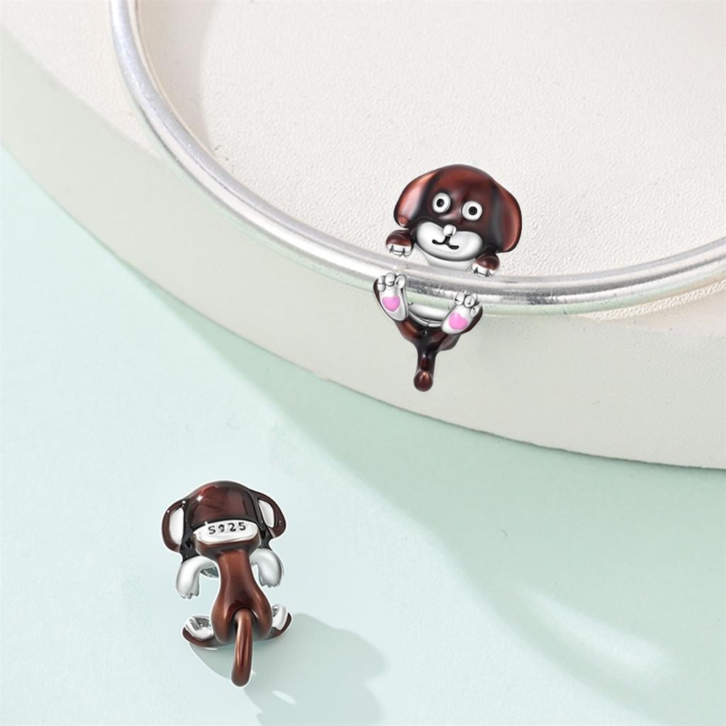 Cute Cartoon Animal Charms 925  Silver Dragon Bear Dog Quirky Funny Pendent Metal DIY Beads Necklace Bracelet Creativity