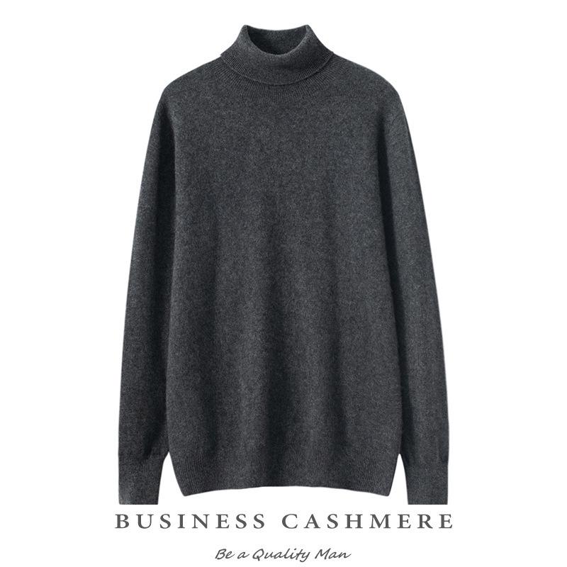Men's Plus Size High Collar Cashmere Sweater - Thick Winter Knitwear