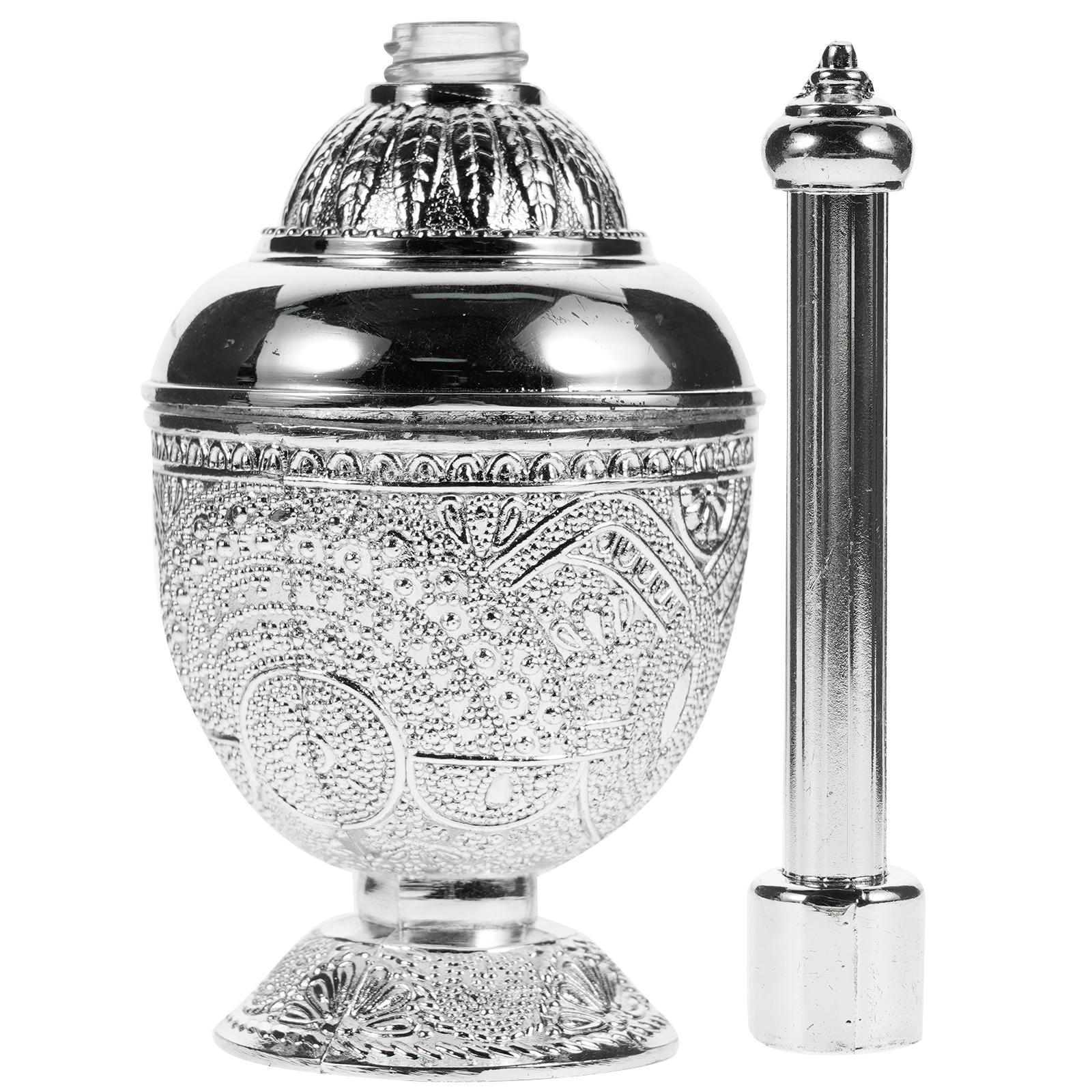 

Electroplated Holy Water Bottle Decorative Glass Zinc Alloy Empty Container For Vases Home Decor Catholic Oil Container