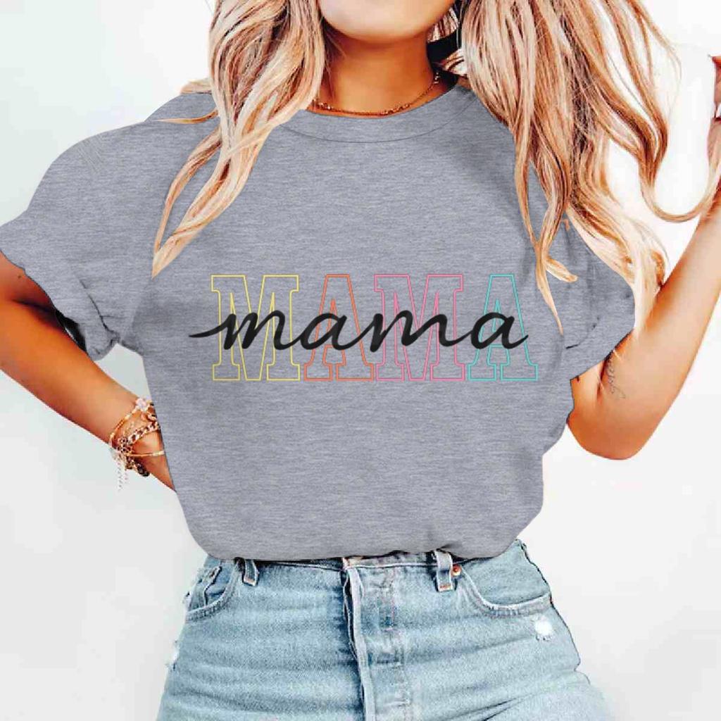 Mama Letter Print Fashion T-shirts Mother's Day Gift Shirt for Women Mama Vintage Design T Shirts Women's Clothing
