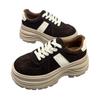 Leren retro muffin schoenen dames herfst 2025 nieuw ronde neus veters casual schoenen veelzijdige plateauzool Duitse trainingsschoenen