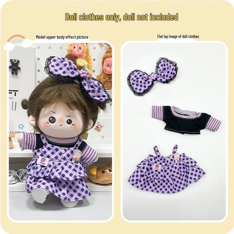 20cm Cotton Doll Dress-Up Set: Cute Figure Skirt & Overalls