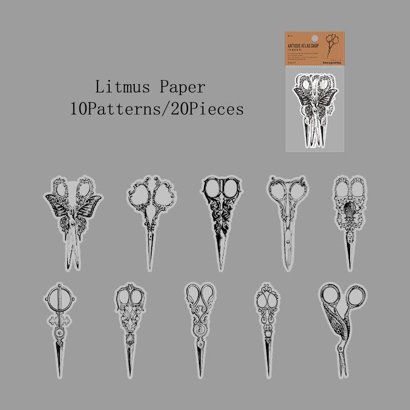 10 Pieces/bag Retro Litmus Paper Sticker Kit for DIY Scrapbook Art Collage Book Creative Sticker LXY