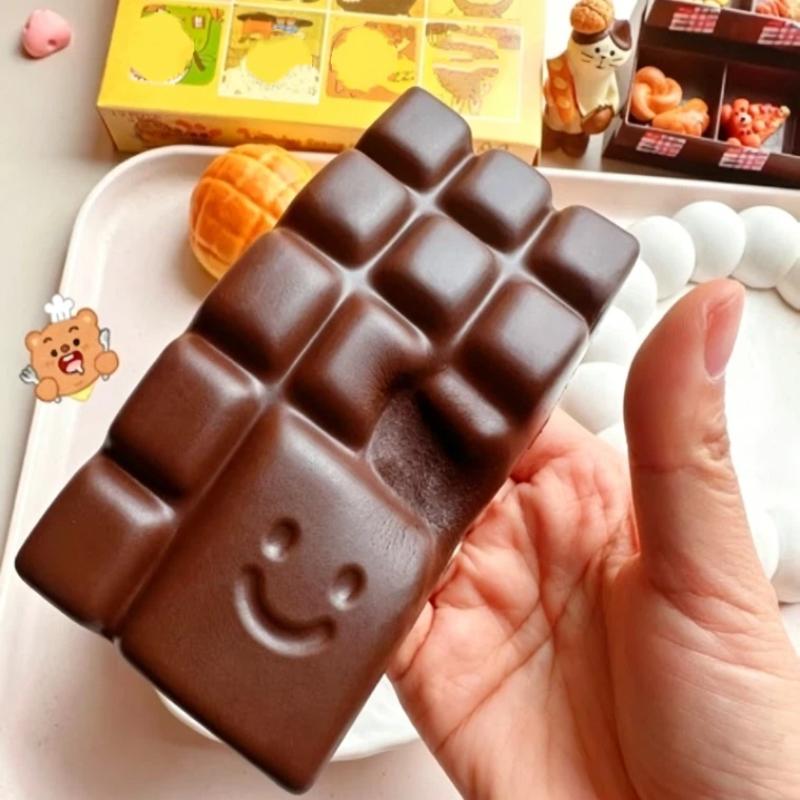 Chocolate Shaped Stress Relief Toy Soft Slow Rising Happy Face Sensory Squeeze Toy for Kids Adults Office