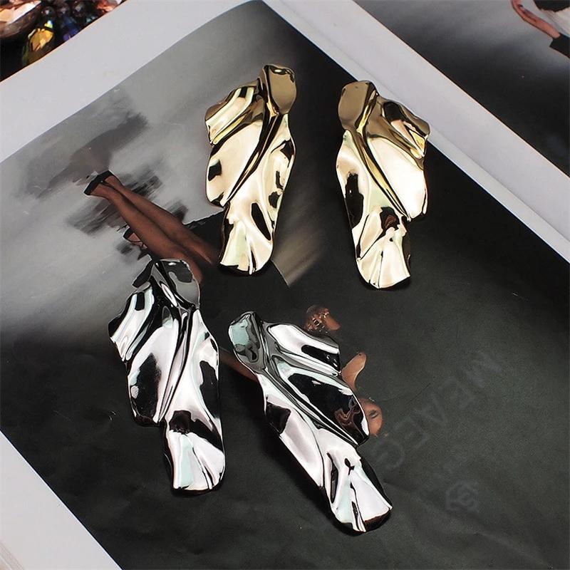 Exaggerated Irregular Metal Dangle Earrings for Women Big Geometric Statement Punk Personality Hanging Earrings