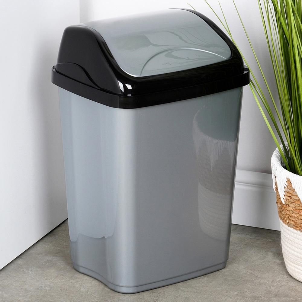 Kosz na Śmieci Odpady Plastikowy Uchylny Biurowy Łazienkowy Kuchenny 16L