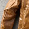 Classic 1930s Color Changes Oil Waxed Brown Natural Cow Leather Jacket Men Real Cowhide Coat Male Clothes Autumn