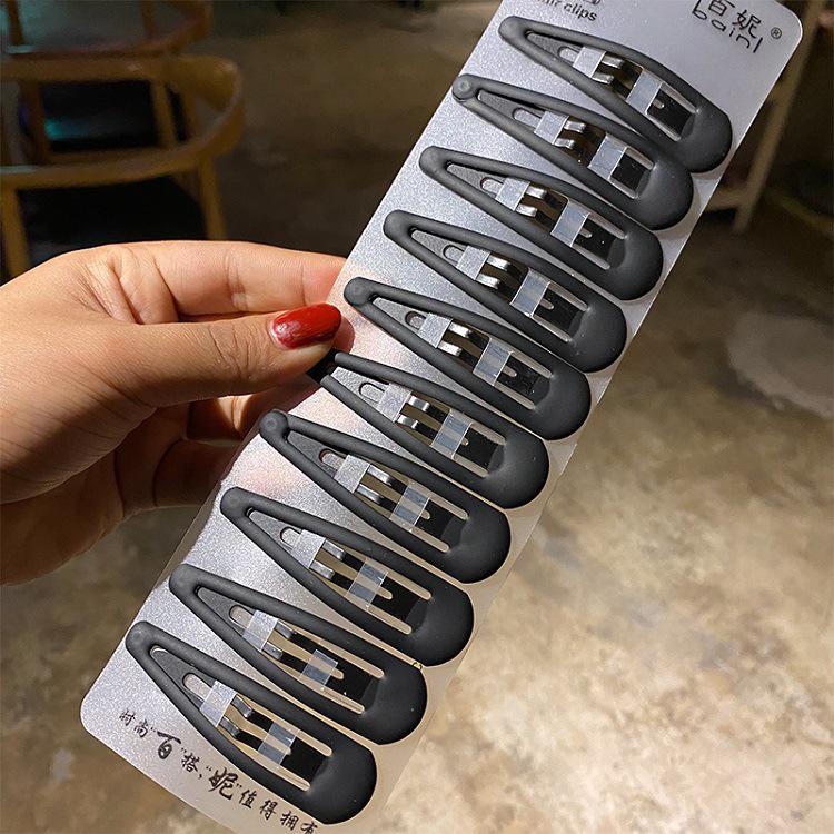 Korean Matte Black Hair Clips for Women - Bangs, Side, and Headdress Clips