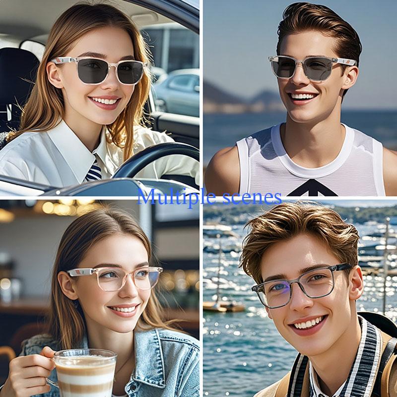 Smart Glasses Bluetooth Wireless Call Multifunktionale Anti-Blaulicht-Verfärbungsgläser Sonnenbrille zum Radfahren Bergsteigen