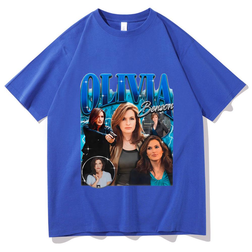 Retro Olivia Benson Tshirt Unisex Women Fashion Oversized Streetwear Male Casual Cotton T Shirts Unsiex Vintage Short Sleeve Tees