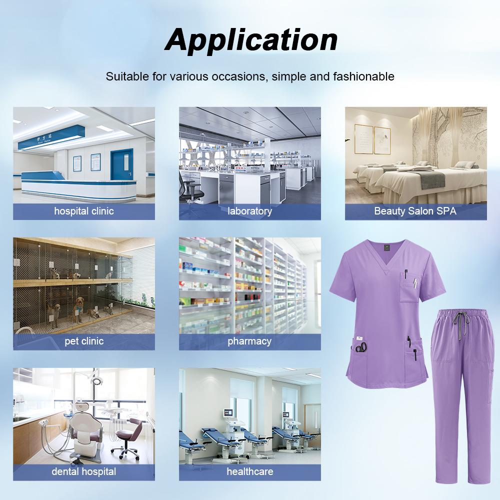 Nurses Hospital Uniforms Two Piece Stretch Straight Pants Scrubs Suits Nursing Articles Women Scrubs Spa Uniforms Sets