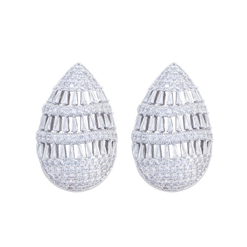 Luxury Hollow Zircon Earrings Micro-Inlaid T Square Zircon Popular Earrings And Ear Jewelry