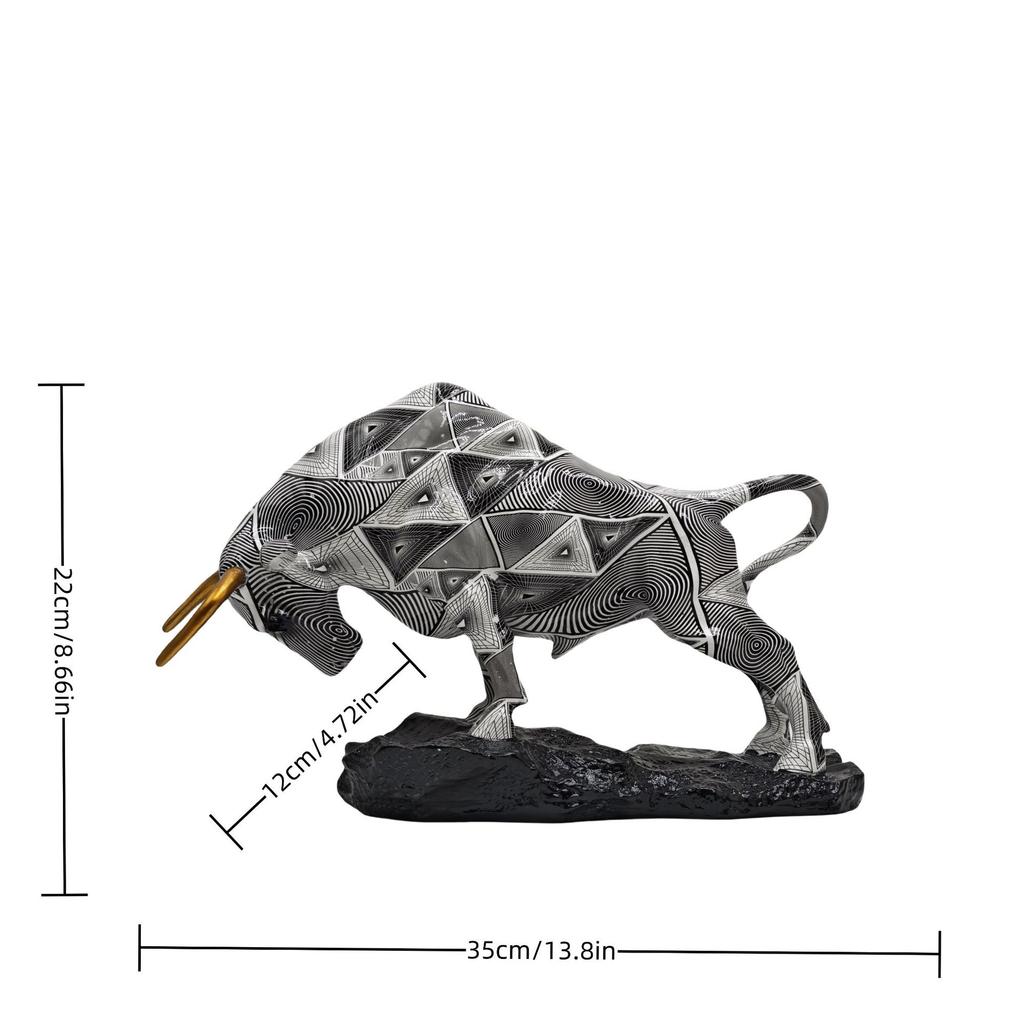 Creative Water Transfer Colorful Wall Street Bull Ornament, Resin Craft For Home Living Room Entrance Desktop Decoration