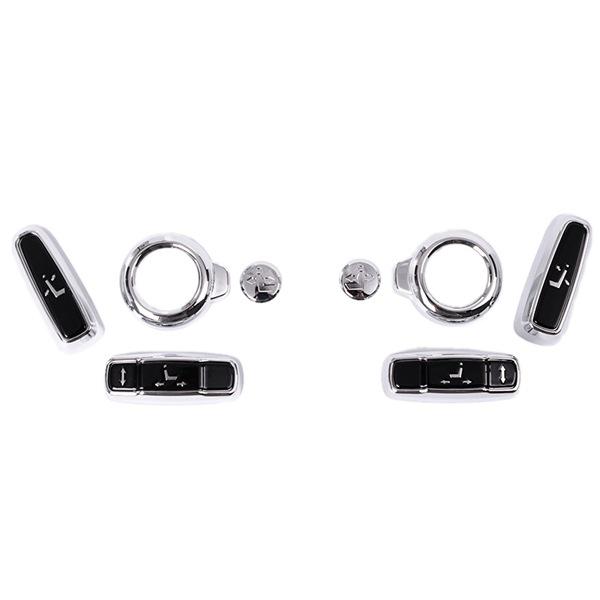 Silver & Black Plastic Seat Adjustment Button Cover Set for Road Vehicles