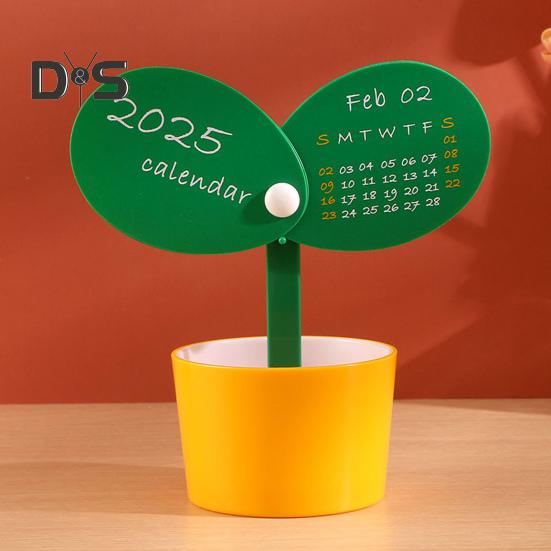 Stolní kalendář na rok 2025 hrnkový rostlinný kalendář se základnou držáku pera Stolní dekorace pro organizér domácí kanceláře