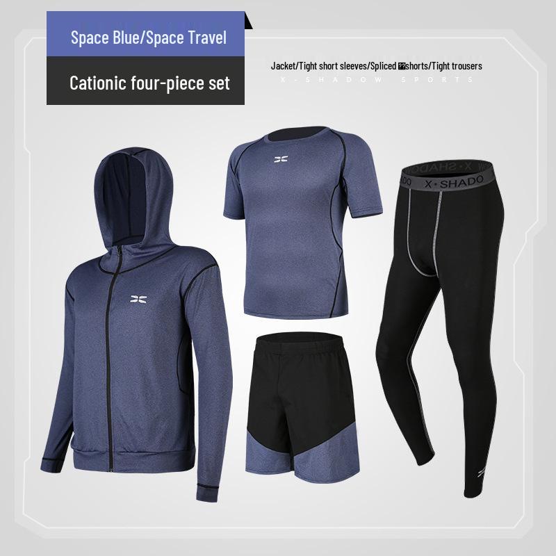 Men's Summer Quick-Dry Fitness Clothing Set: Casual Four-Piece Tight-Fit Running Training Gear