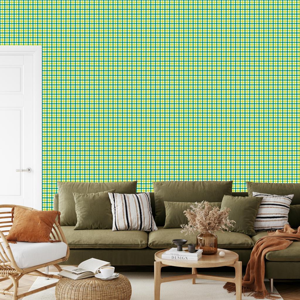 Green Vichy Plaid Wallpaper, Green Background for Living Room and Bedroom 50x1000