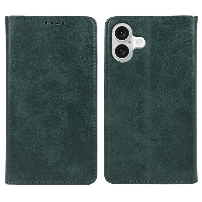 For iPhone 17 Case Strong Magnetic PU Leather Phone Cover Calf Texture