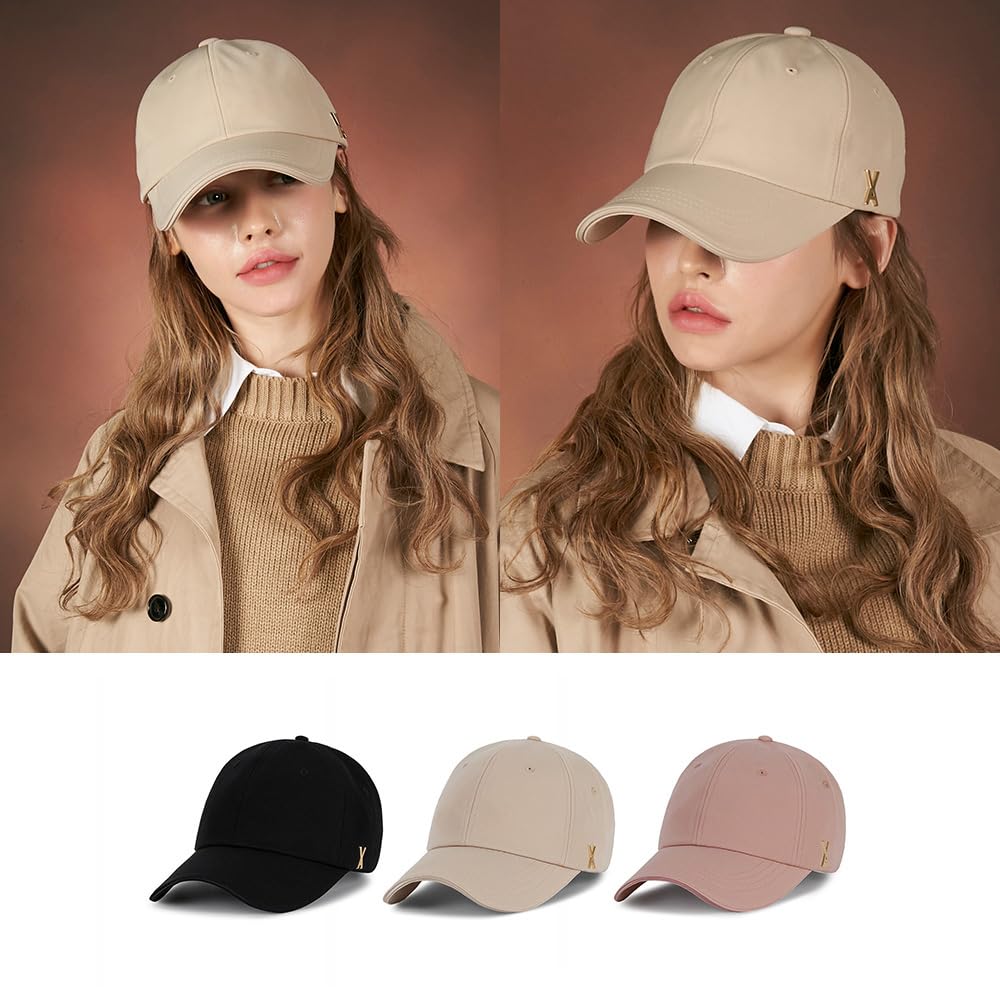 Gold Stud Over Fit Ball Cap Beige [VARZAR]